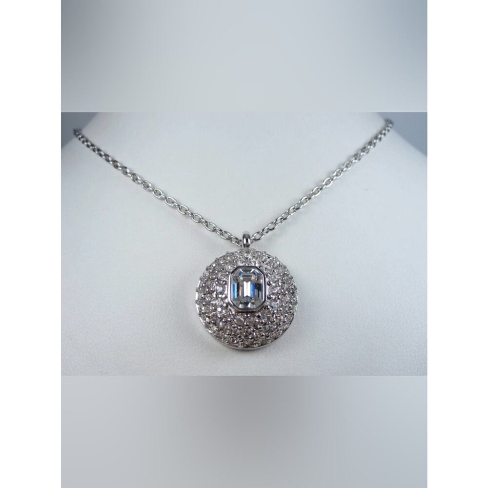 D'Orlan Rhodium Plated Pendant with Swarovski Crystals - 18" Length - Picture 4 of 5
